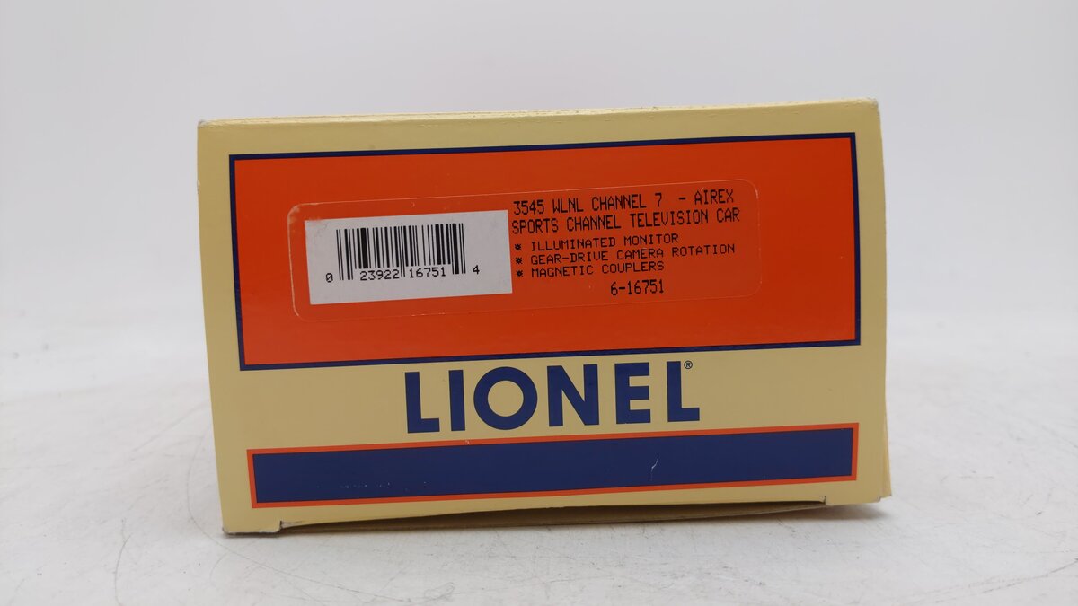 Lionel 6-16751 O Gauge WLNL Channel 7-Airex Sports Channel TV Car EX/Box