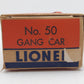 Lionel 50 Vintage O Gauge Postwar Motorized Gang Car w/3 Figures VG/Box