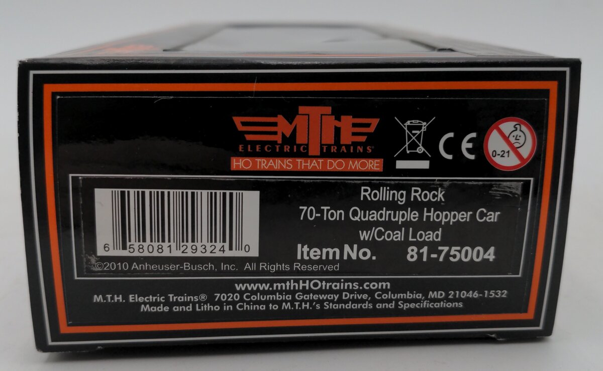 MTH 81-75004 Rolling Rock HO Scale 70-Ton Quadruple Hopper Car