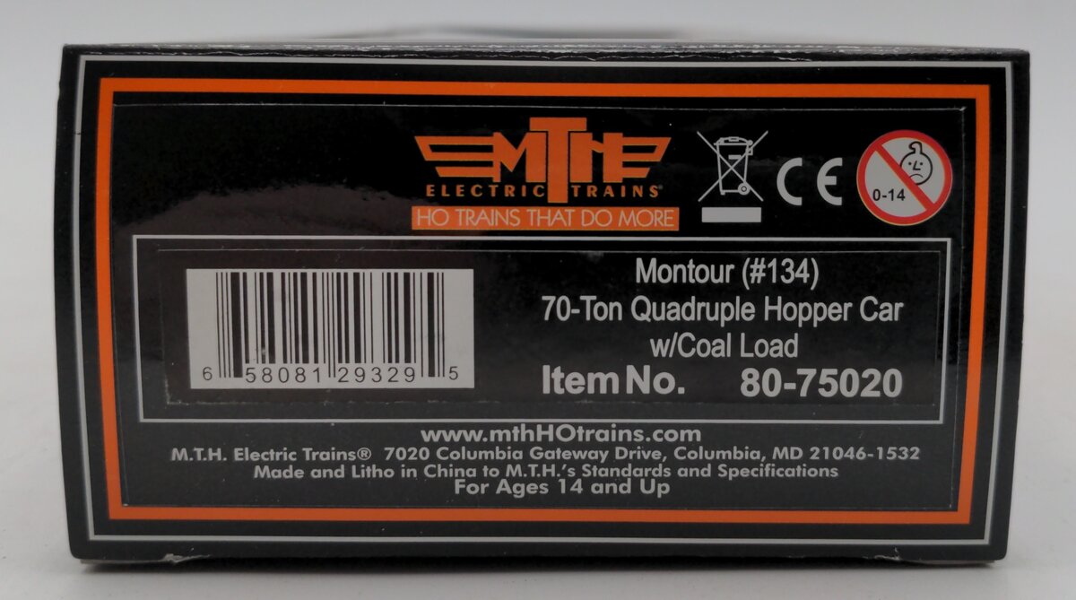 MTH 80-75020 Montour HO Scale 75-Ton Quadruple Hopper Car #134