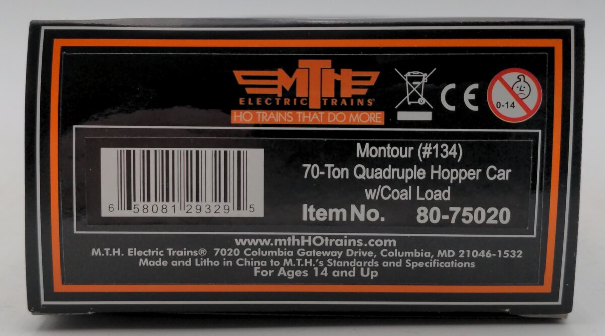MTH 80-75020 Montour HO Scale 75-Ton Quadruple Hopper Car #134