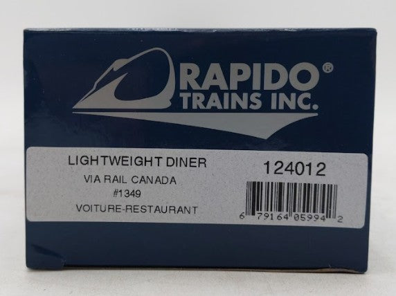 Rapido Trains 124012 HO Scale Via Rail Canada Lightweight Diner Car #1349