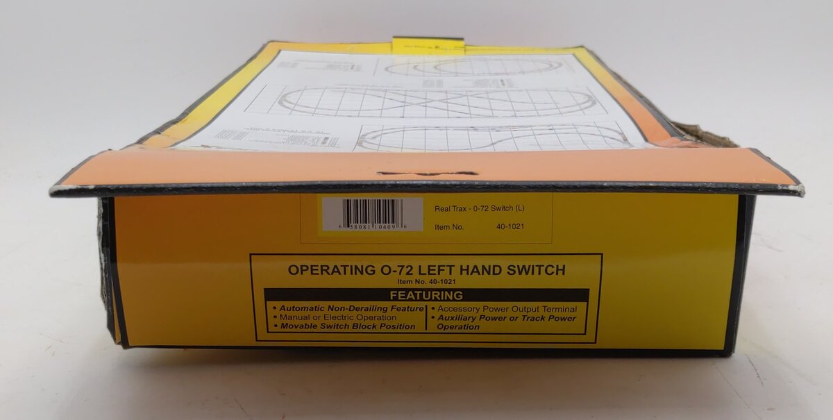 MTH 40-1021 O72 RealTrax Nickel Silver Left Hand Remote Switch Turnout EX/Box
