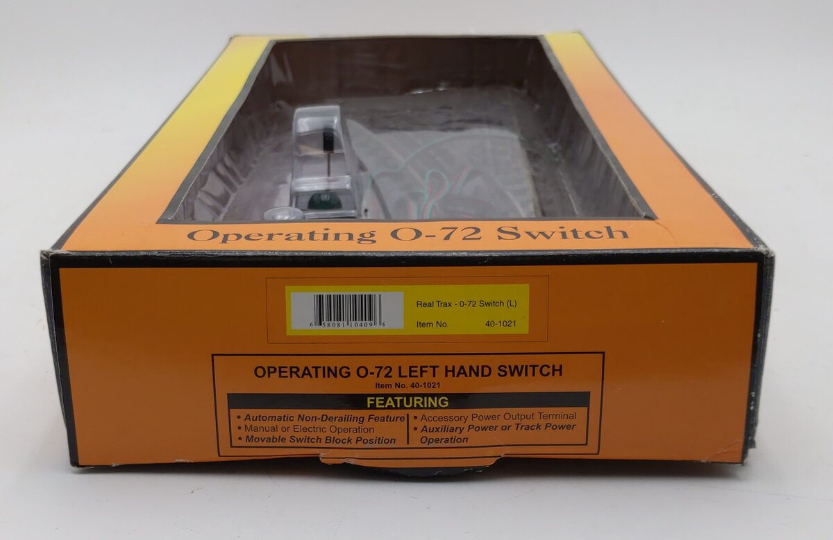 MTH 40-1021 O72 RealTrax Nickel Silver Left Hand Remote Switch Turnout EX/Box