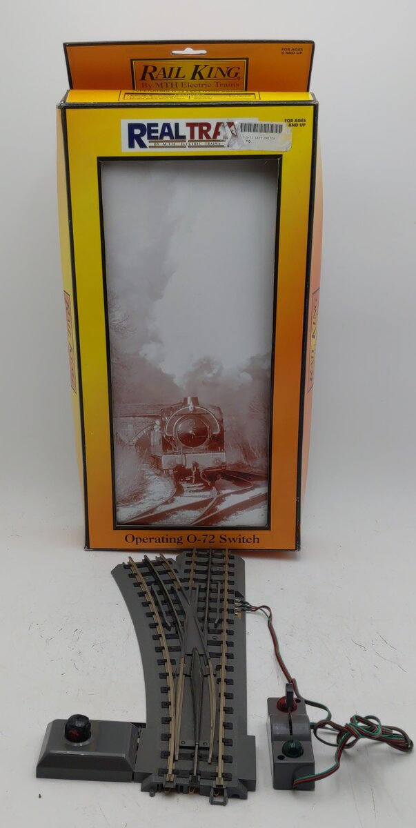 MTH 40-1021 O72 RealTrax Nickel Silver Left Hand Remote Switch Turnout EX/Box