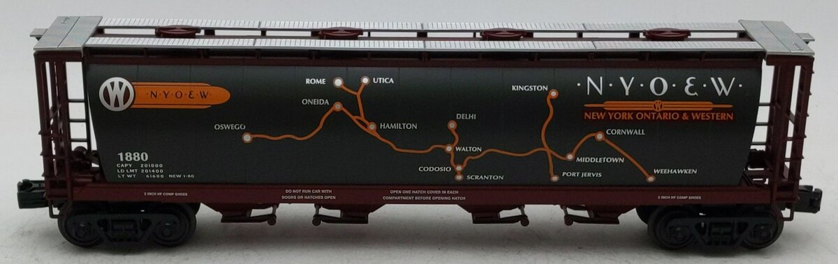 MTH 30-75275 O New York Ontario & Western 4-Bay Cylindrical Hopper Car #1880