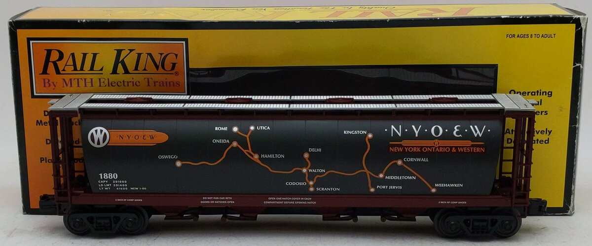 MTH 30-75275 O New York Ontario & Western 4-Bay Cylindrical Hopper Car #1880