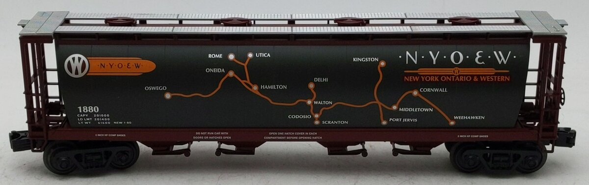 MTH 30-75275 O New York Ontario & Western 4-Bay Cylindrical Hopper Car #1880