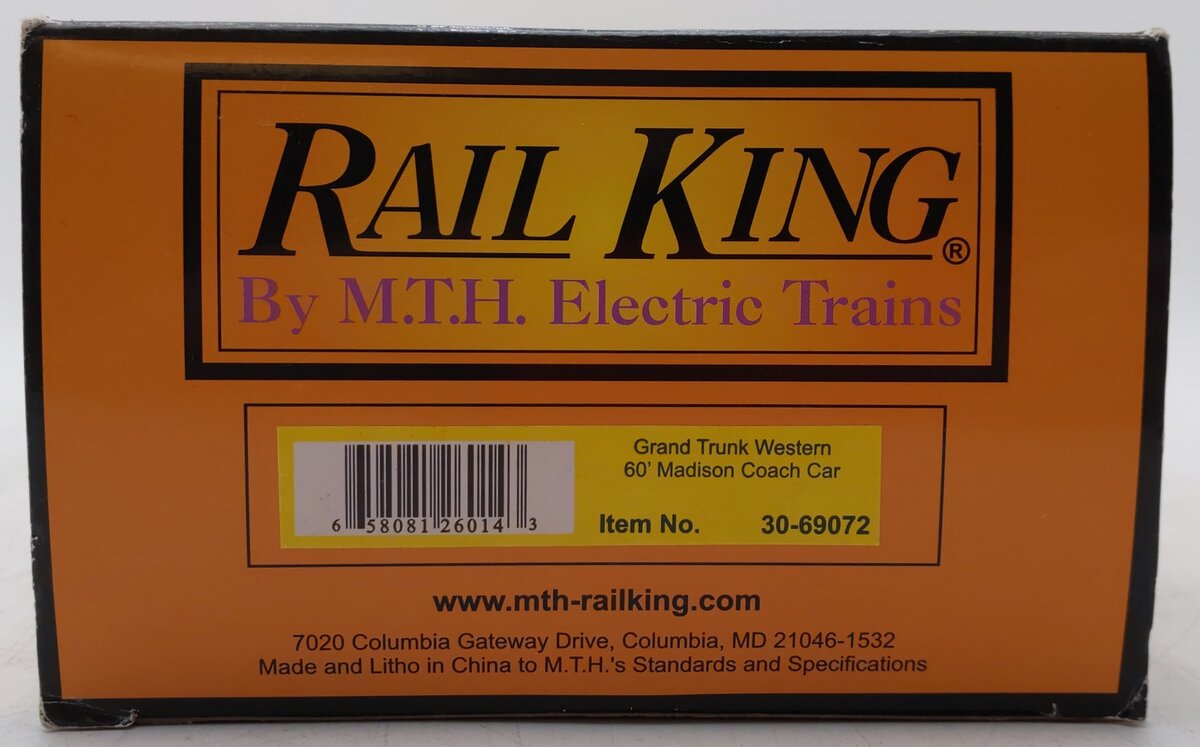 MTH 30-69072 Grand Trunk Western 60’ Madison Coach Car V2