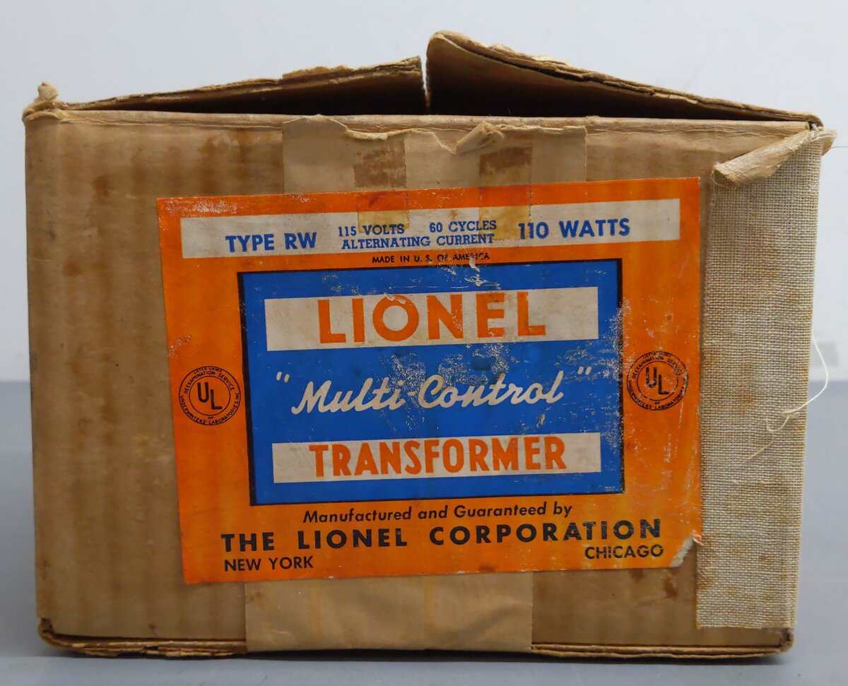 Lionel RW Vintage O 110 Watt Transformer w/Whistle VG/Box