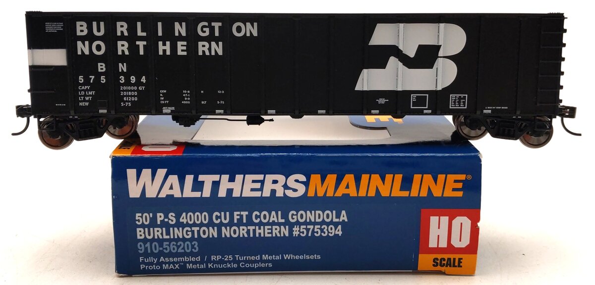 Walthers 910-56203 HO Burlington Northern 50' PS 4000 Cu Ft Coal Gondola #575394