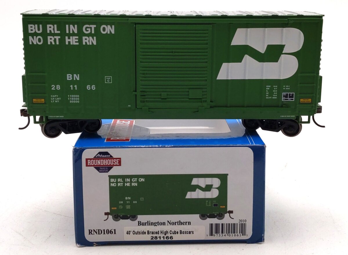 Roundhouse 1061 HO BN 40' High Cube Outside Braced Box Car #281166
