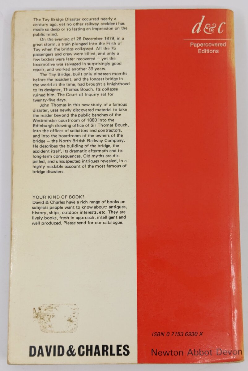 Tay Bridge Disaster Paperback Book By John Thomas VG