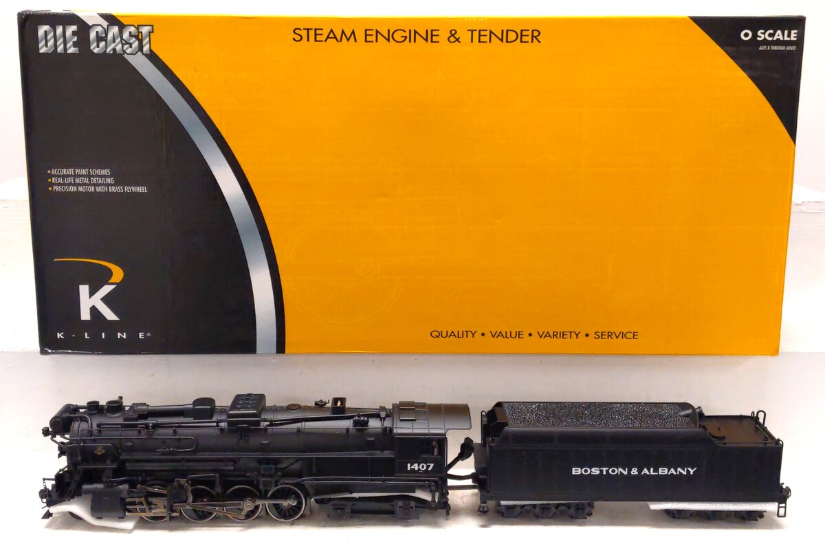 K-Line K3670-1407CC O Boston & Albany 2-8-4 Berkshire Steam Locomotive #1407 LN/Box