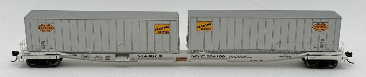 Walthers 932-3925 NYC Flexi-Van Flat Car With Trailers EX/Box