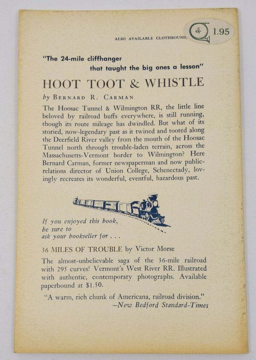 Hoot Toot & Whistle Paperback Book By Bernard R. Carman VG