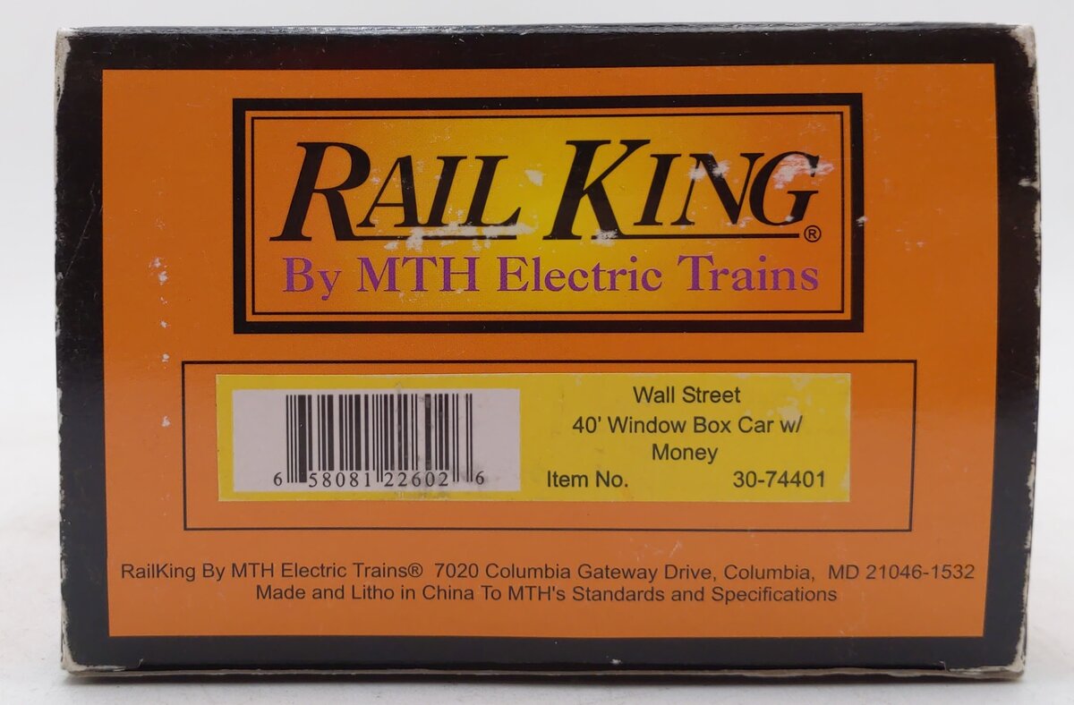 MTH 30-74401 O Gauge Wall Street 40' Window Box Car w/Money LN/Box