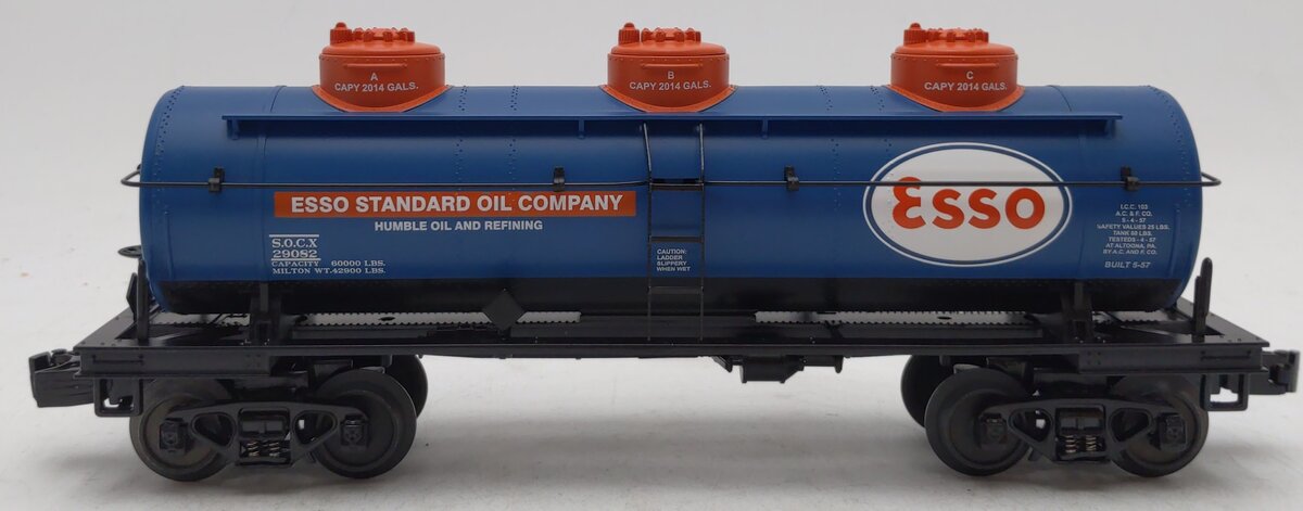 MTH 30-73247 O Gauge Esso 3-Dome Tank Car #29082 LN/Box – Trainz