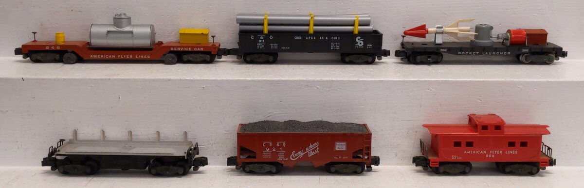 American Flyer Vintage S Freight Cars: 24533, 914, 24205, 25045, 911, 806 [6] VG