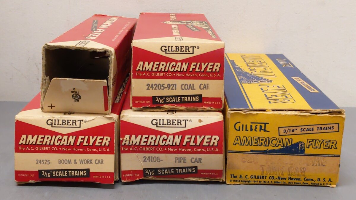 American Flyer Vintage S Freight Cars: 24108, 926, 24205-921, 920, 24525, 921[6] VG