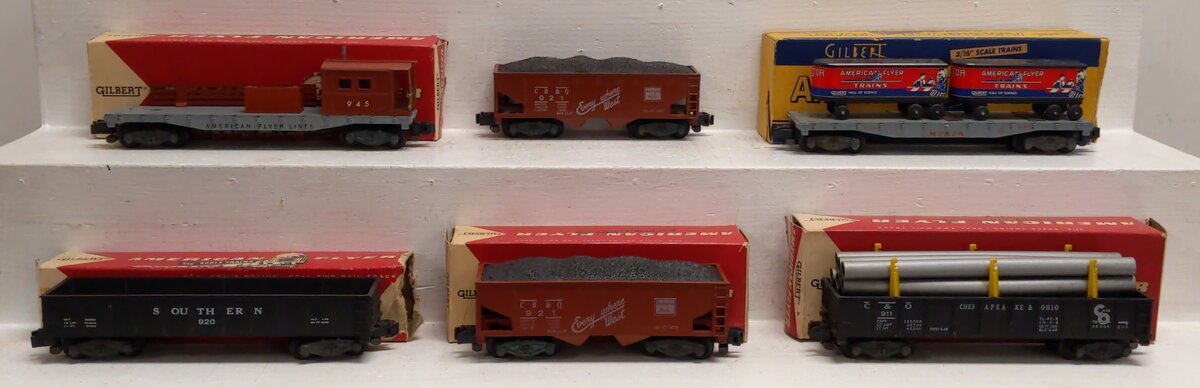 American Flyer Vintage S Freight Cars: 24108, 926, 24205-921, 920, 24525, 921[6] VG
