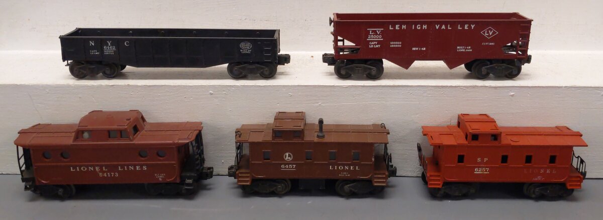 Lionel Vintage O Freight Cars: 25000, 6257, 6457, 64173, 6462 [5] VG