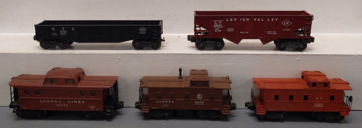 Lionel Vintage O Freight Cars: 25000, 6257, 6457, 64173, 6462 [5] VG