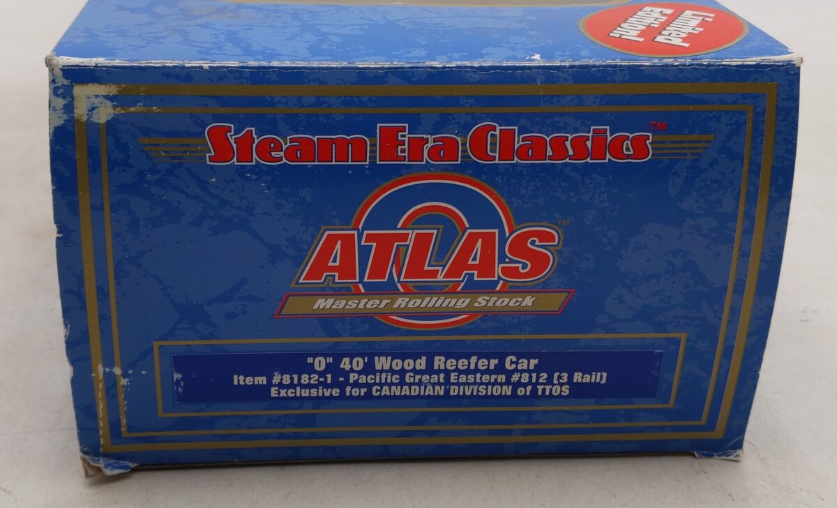 Atlas 8182-2 O Gauge Pacific Great Eastern 40' Wood Reefer #812 [3 Rail] LN/Box