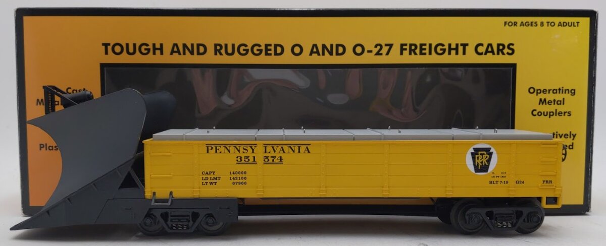 MTH 30-7218 O Gauge Pennsylvania Heavy Duty Snowplow with Illuminated Headlight LN/Box