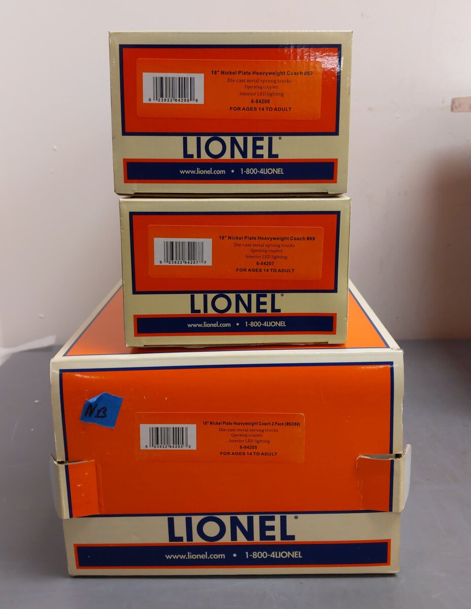 Lionel 6-84205 O Nickel Plate Road 18'' Heavyweight Coach (Pack of 2) #1