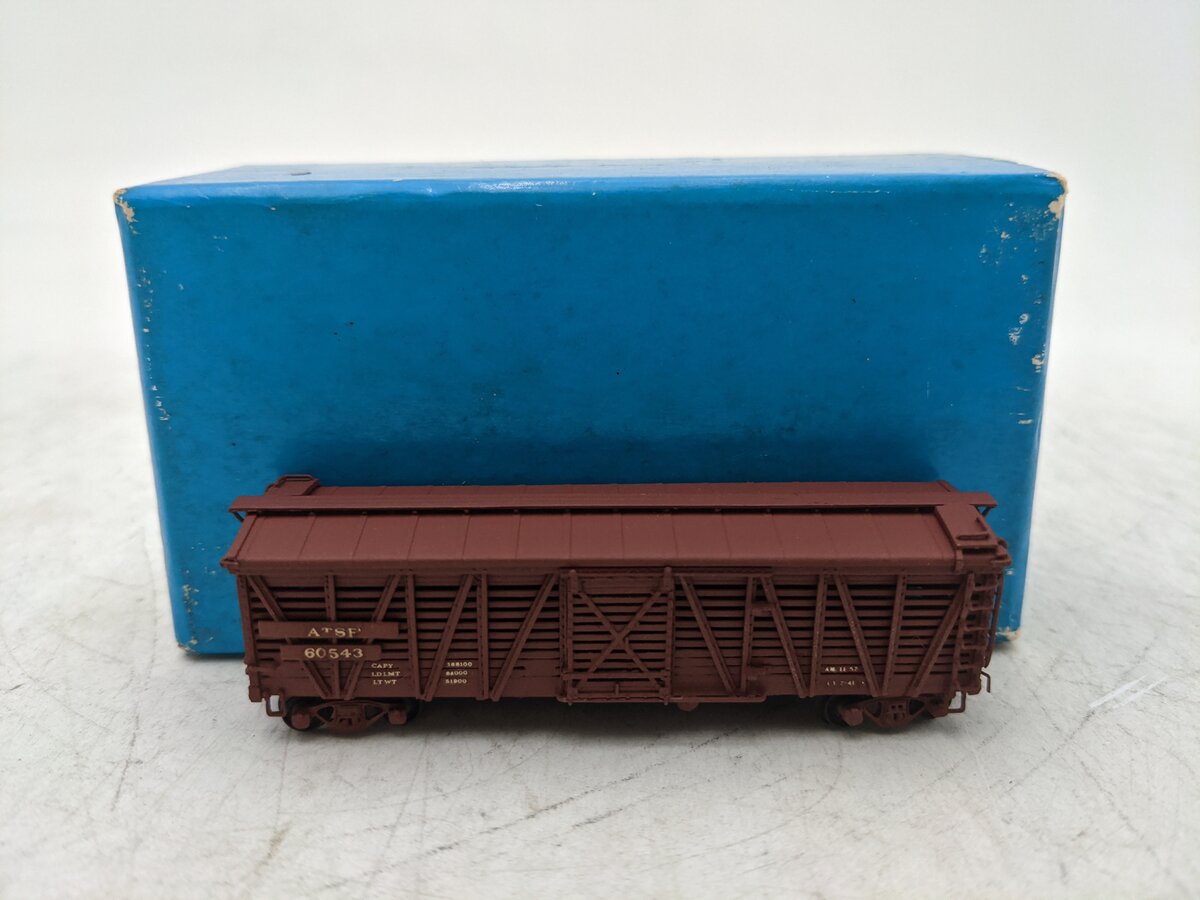 Pecos River Brass SK-R N Scale BRASS Santa Fe Stock Car (Painted) EX/Box