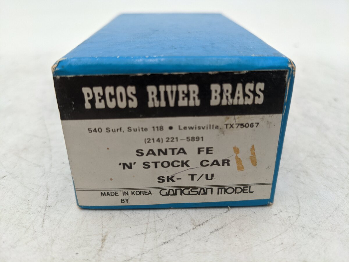 Pecos River Brass SK-R N Scale BRASS Santa Fe Stock Car (Painted) EX/Box
