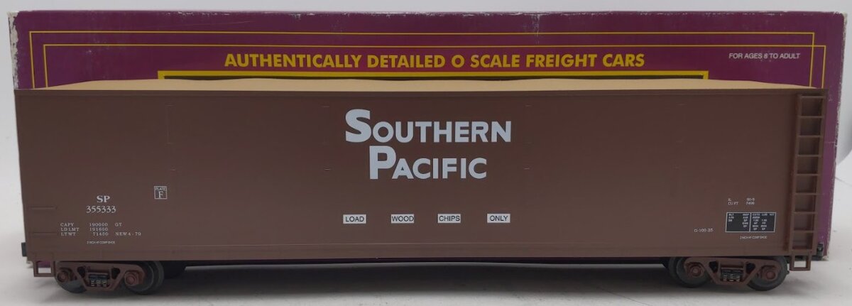 MTH 20-97504 O Gauge Southern Pacific Wood Chip Hopper With Load LN/Box