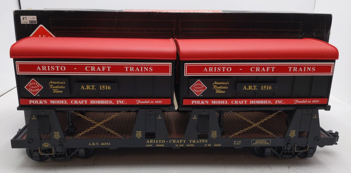 Aristo-Craft 46516 G Scale Aristo-Craft Piggyback Flatcar with Two Trailers EX/Box