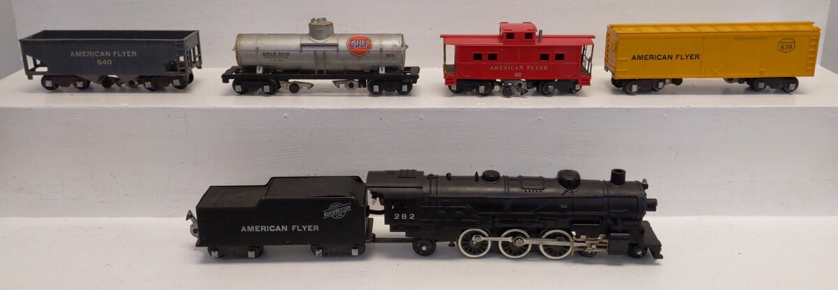American Flyer 4904T Vintage S Pacific Freight Train, 290, 638, 639, 640 VG/Box