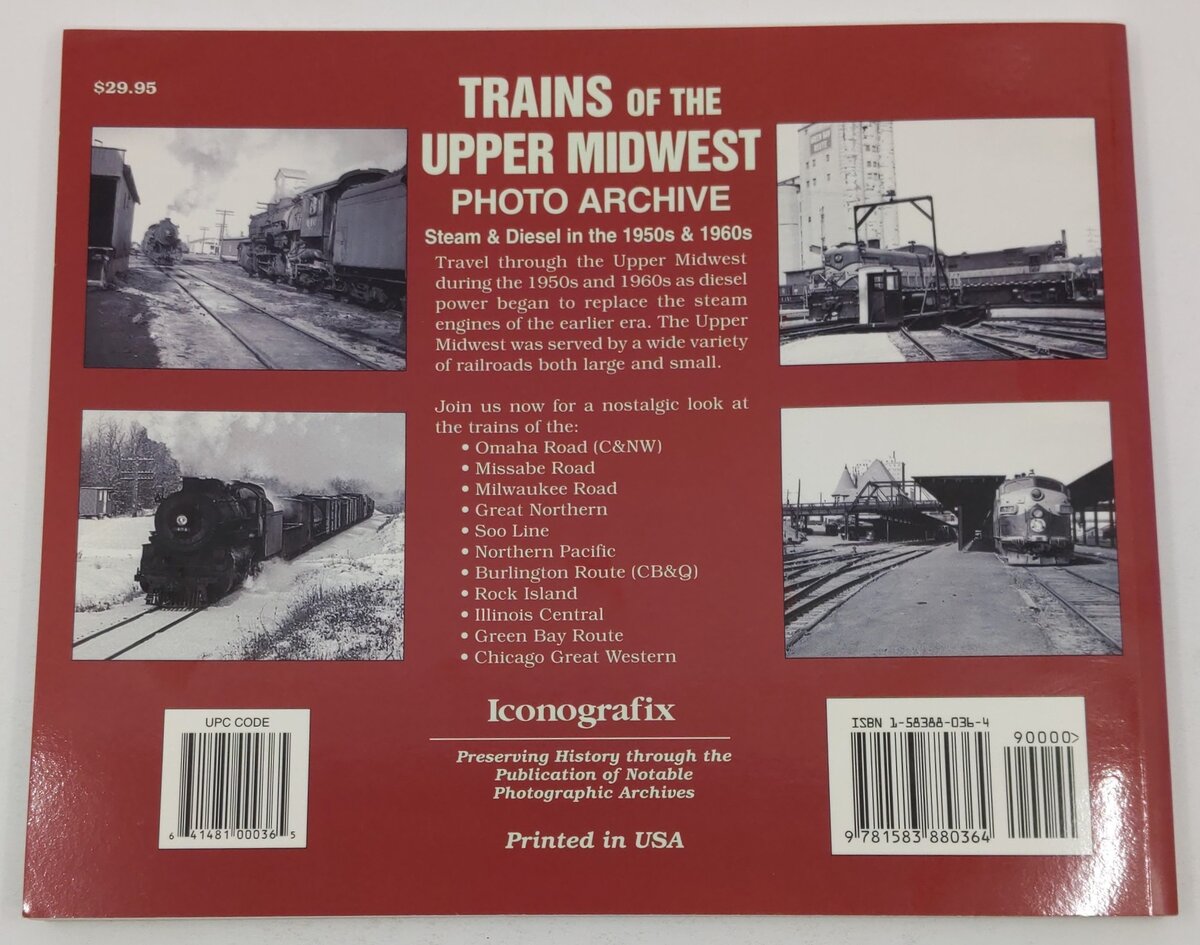 Trains of the Upper Midwest Photo Archive Paperback Book By Marvin Nielsen EX