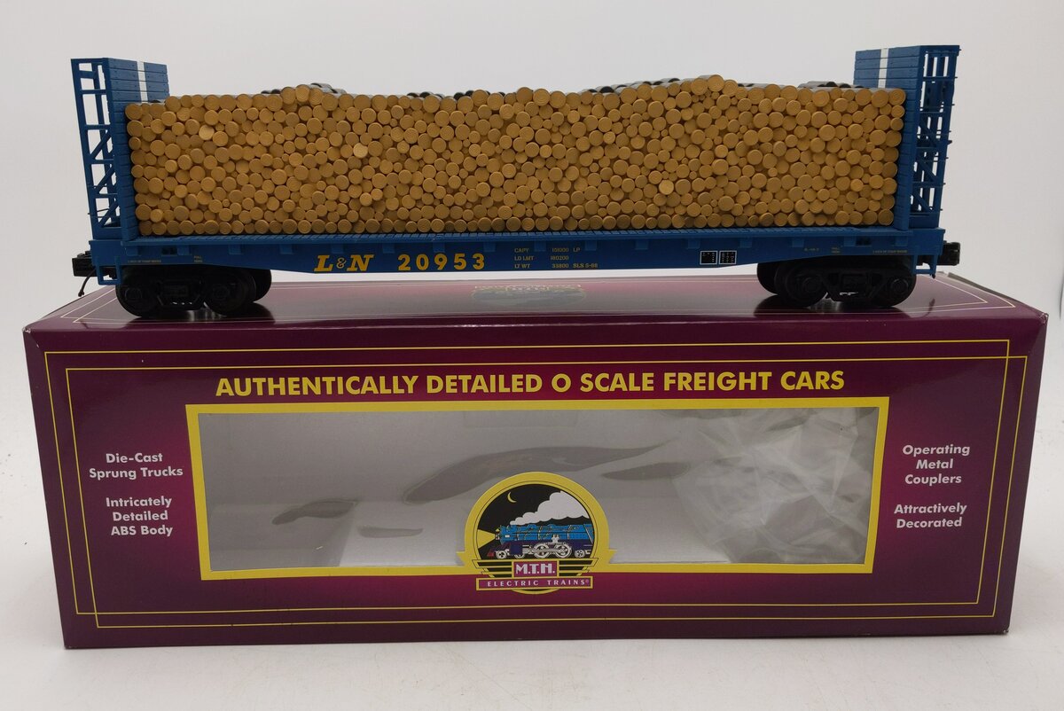 MTH 20-98893 O Gauge L&N Bulkhead Flatcar #20958 w/Log Load