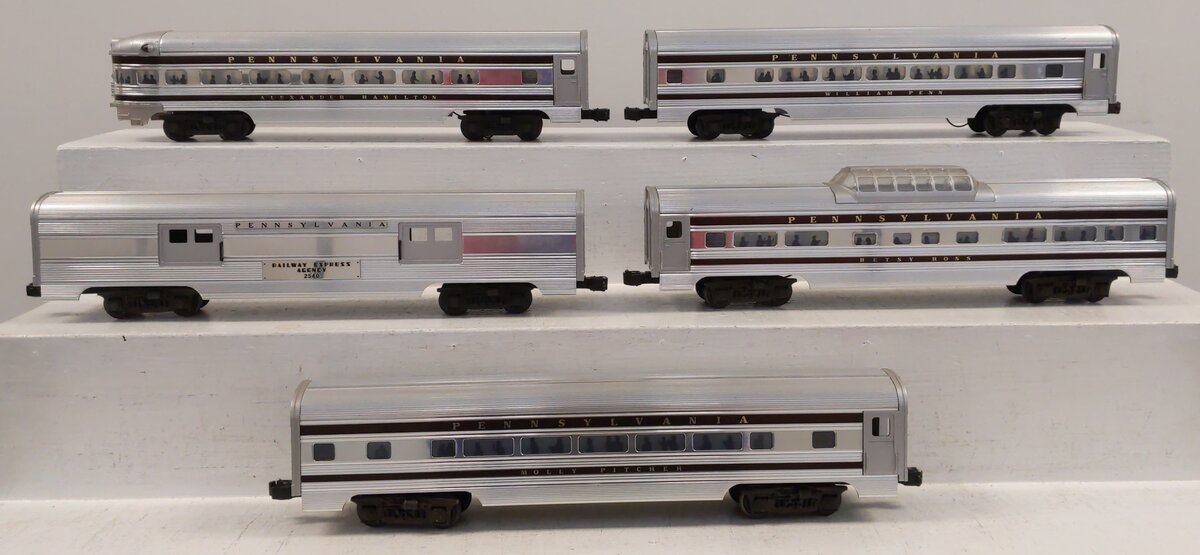 Williams O Scale PRR  5-Car Aluminum Passenger Cars (Set of 5) EX