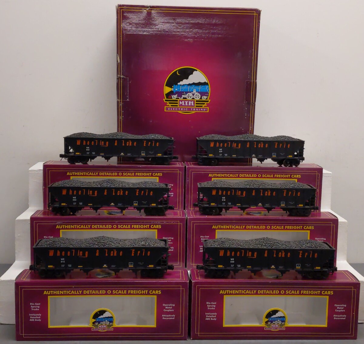 MTH 20-90892 O Wheeling & Lake Erie 4-Bay Hopper 6-Car Set w/ Coal Load
