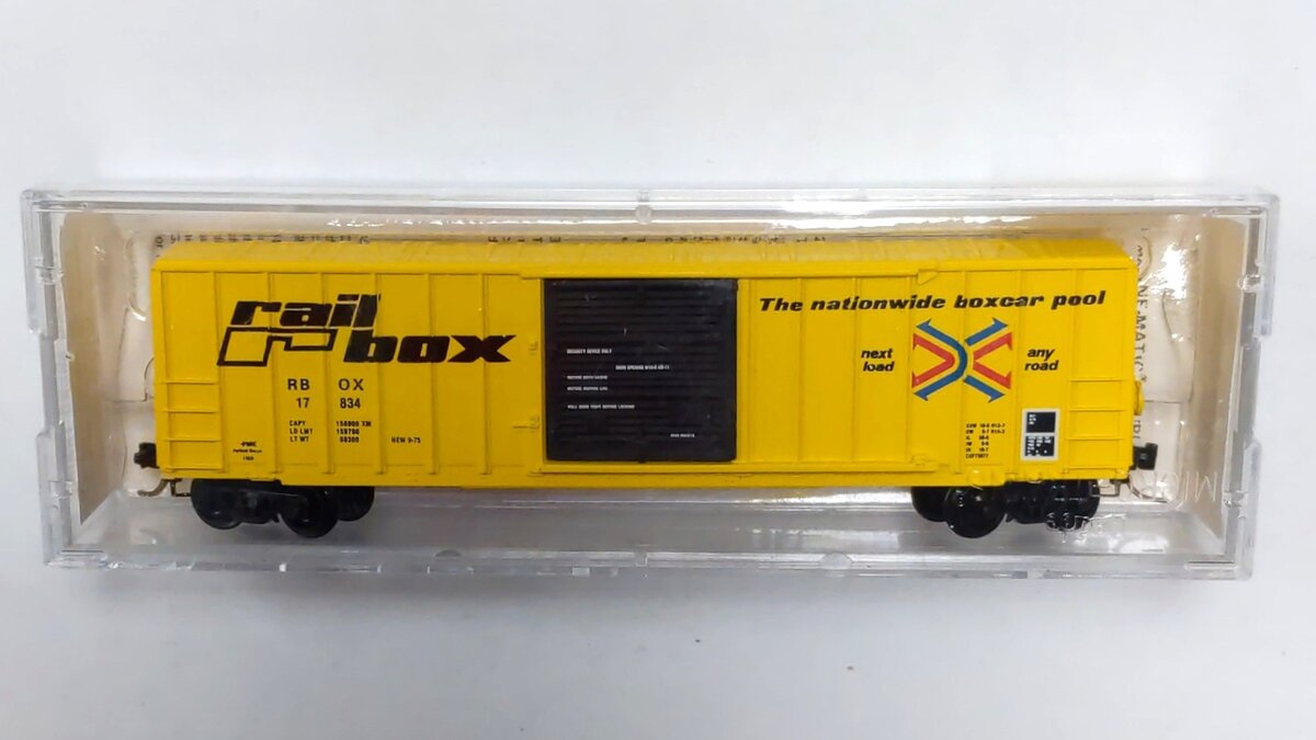 Micro-Trains 02500012 N Scale Railbox FMC 50' Rib Side Single Door Boxcar #17834 LN/Box