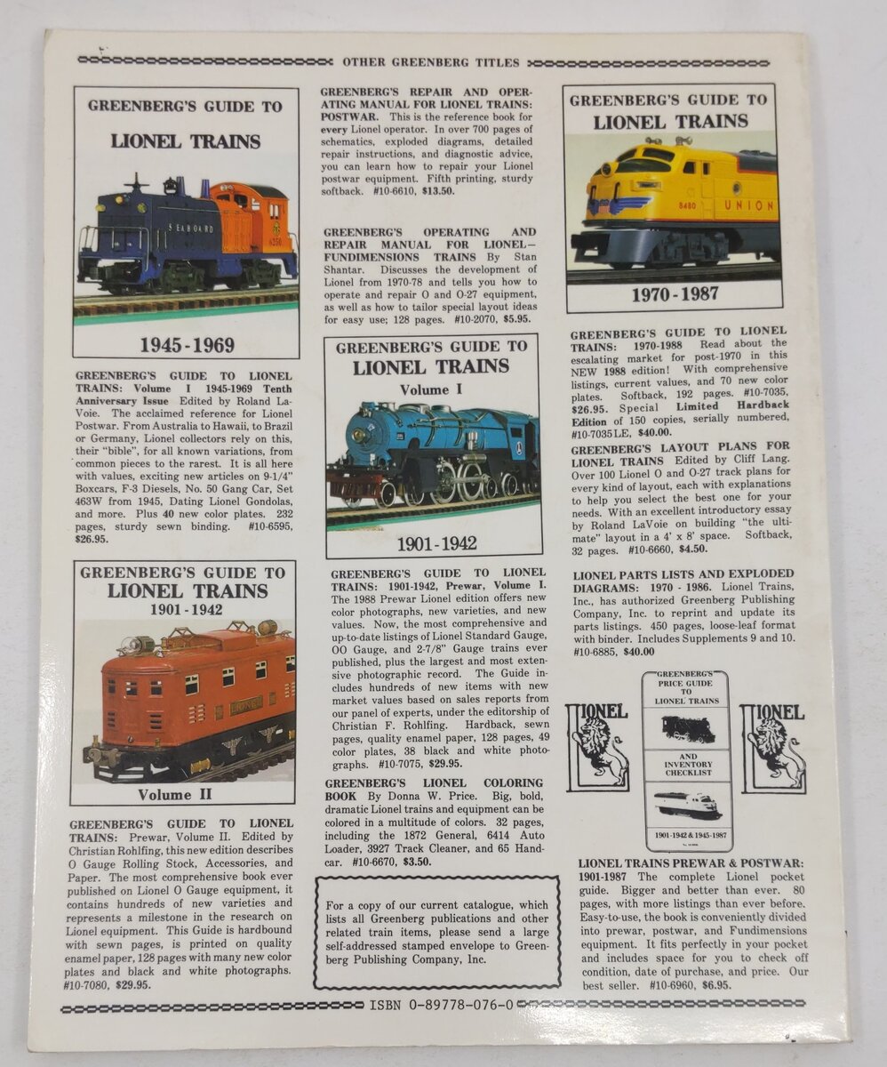 Greenberg's Guide to Lionel Trains: Vol.2 Paperback Book By Bruce C. Greenberg VG