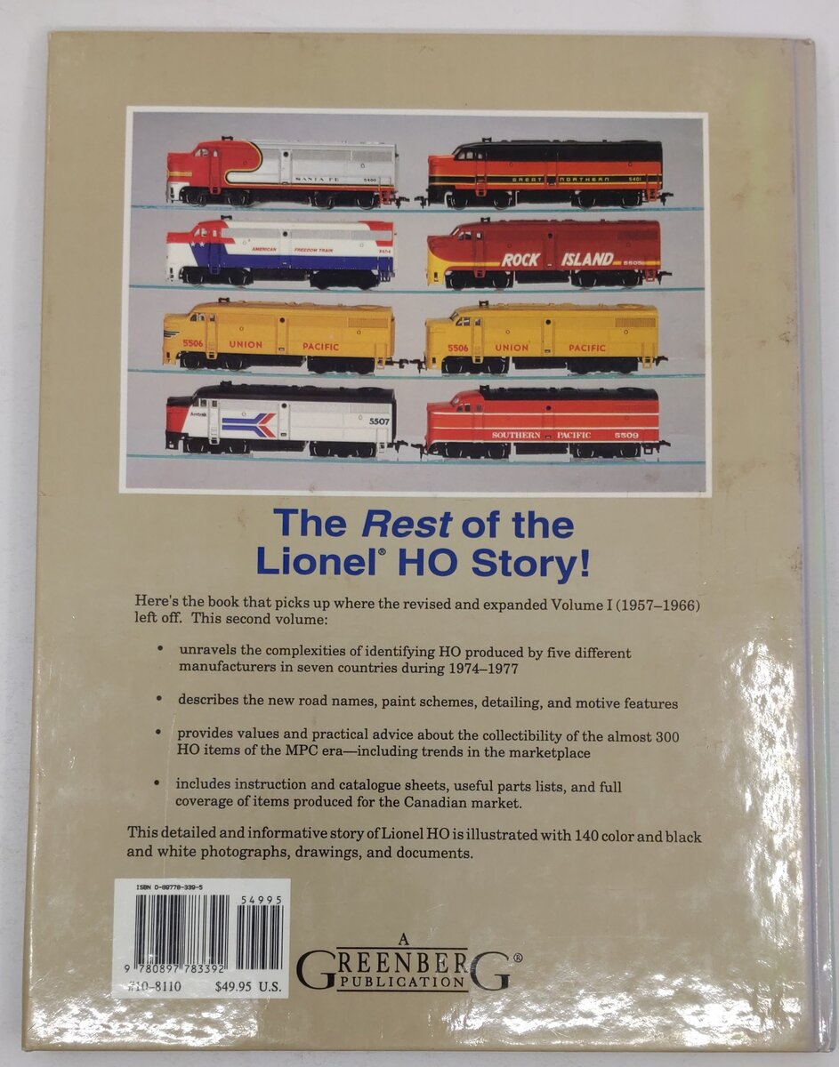 Greenberg's Guide to Lionel Ho Trains, Vol.2 Hardcover Book By George J. Horan EX