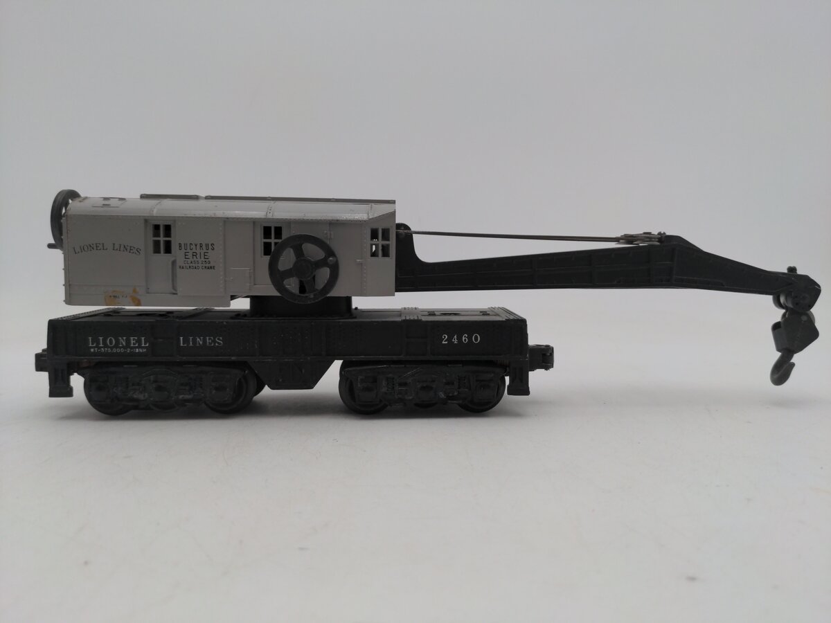 Lionel 2460 Vintage O Lionel Lines Gray Cab Crane Car w /6 Wheel Trucks - RARE VG