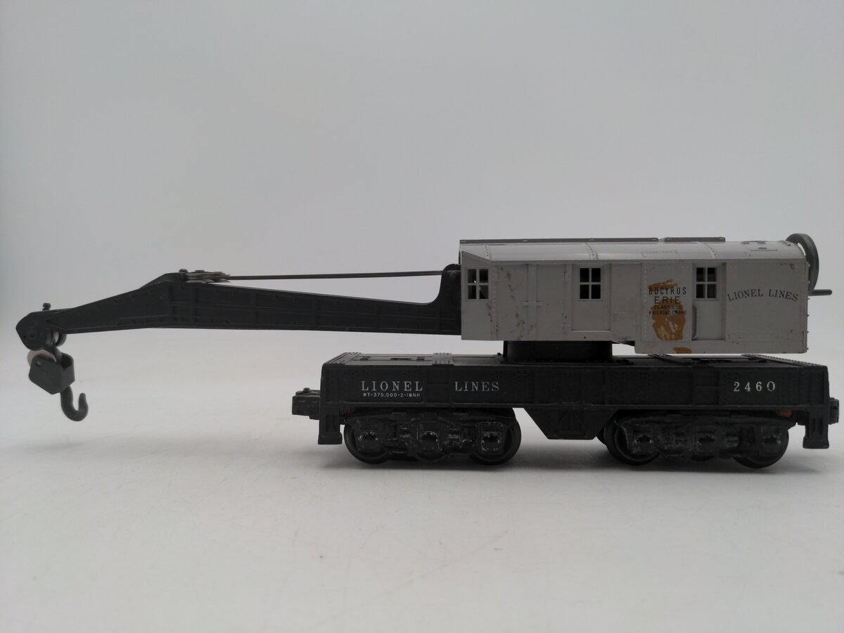 Lionel 2460 Vintage O Lionel Lines Gray Cab Crane Car w /6 Wheel Trucks - RARE VG