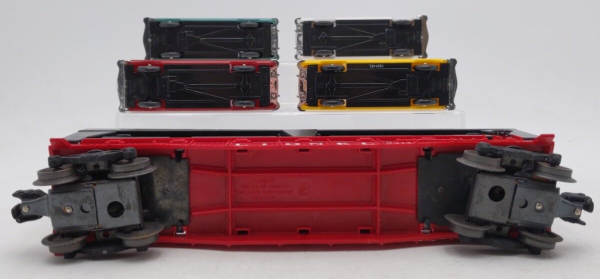 Lionel 6414 Vintage O Gauge Postwar Evans Autoloader with 4 Repro Automobiles VG