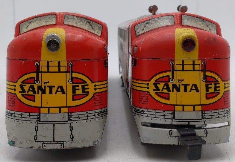 Marx 21 Vintage O Santa Fe F3 AA Diesel Locomotive & Dummy Unit Set