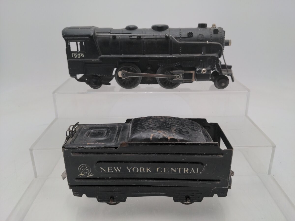 Marx 999 Vintage O New York Central 2-4-2 Steam Locomotive with Tender VG