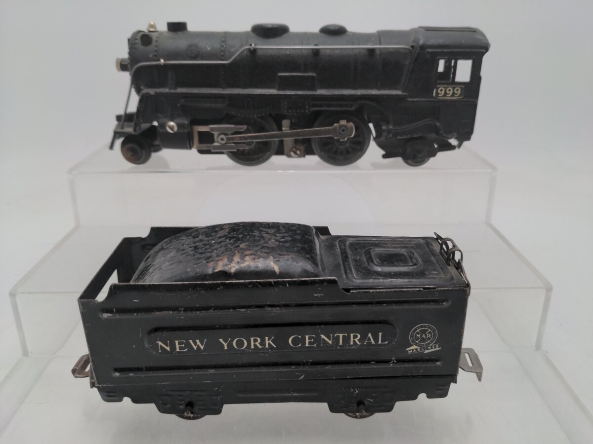 Marx 999 Vintage O New York Central 2-4-2 Steam Locomotive with Tender VG