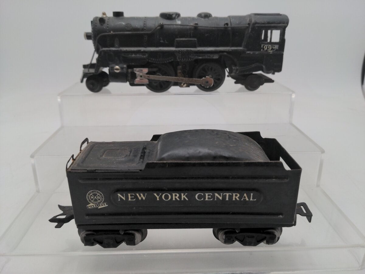 Marx 999 Vintage O New York Central 2-4-2 Steam Locomotive with Tender VG