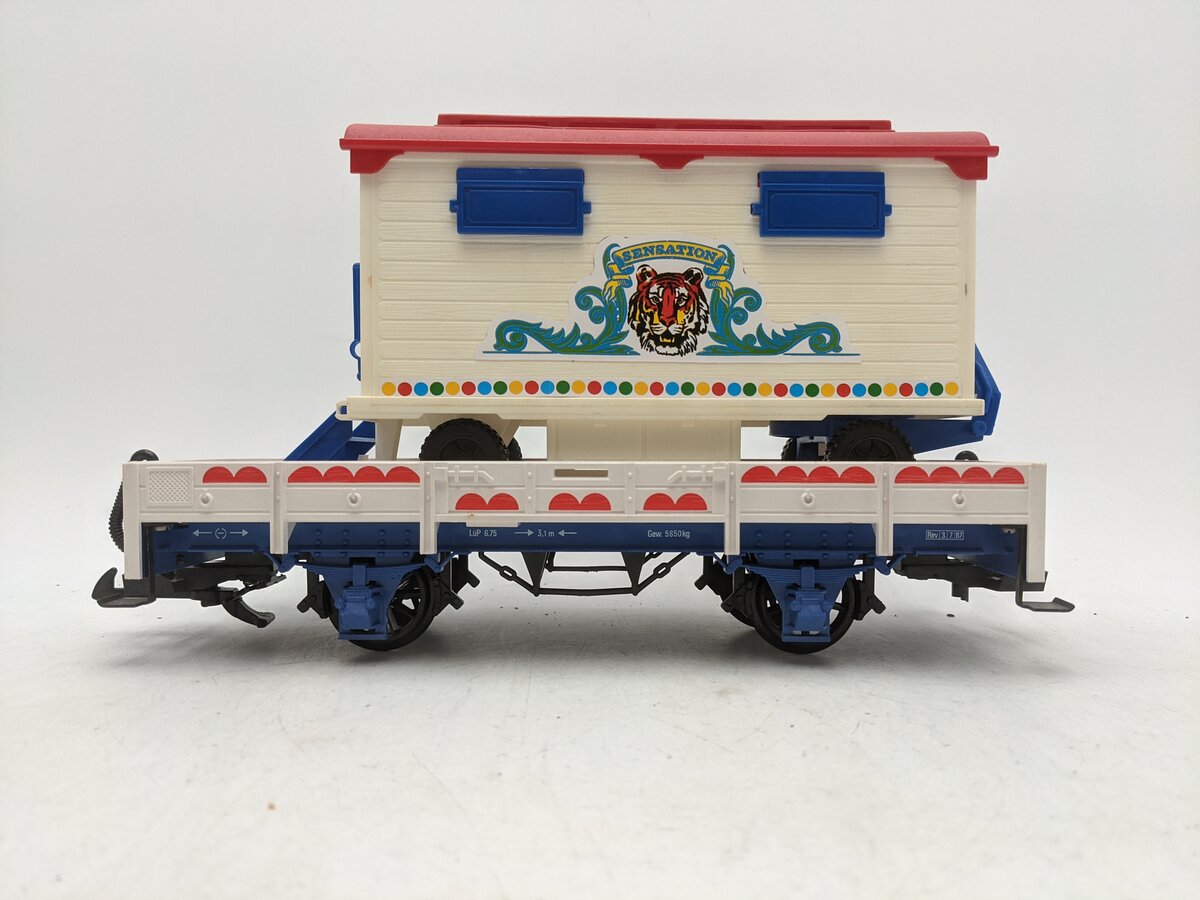 LGB 4037 G Scale Circus Flatcar with Cassa Trailer EX/Box